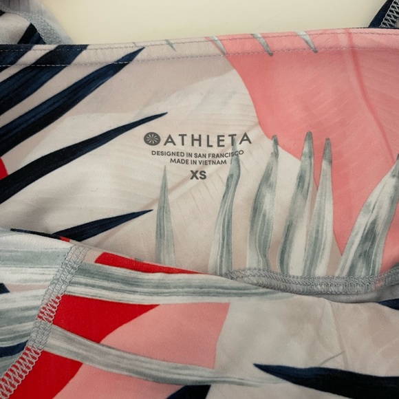 Athleta tropical print pink navy & white leggings size XS 7/8 length - Picture 5 of 5